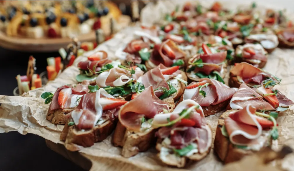 Charcuterie and grazing table spread